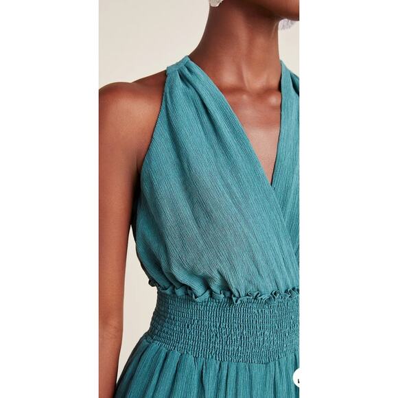 Anthropologie Bionda Plisse Jumpsuit Size Medium Turquoise - Picture 3 of 13